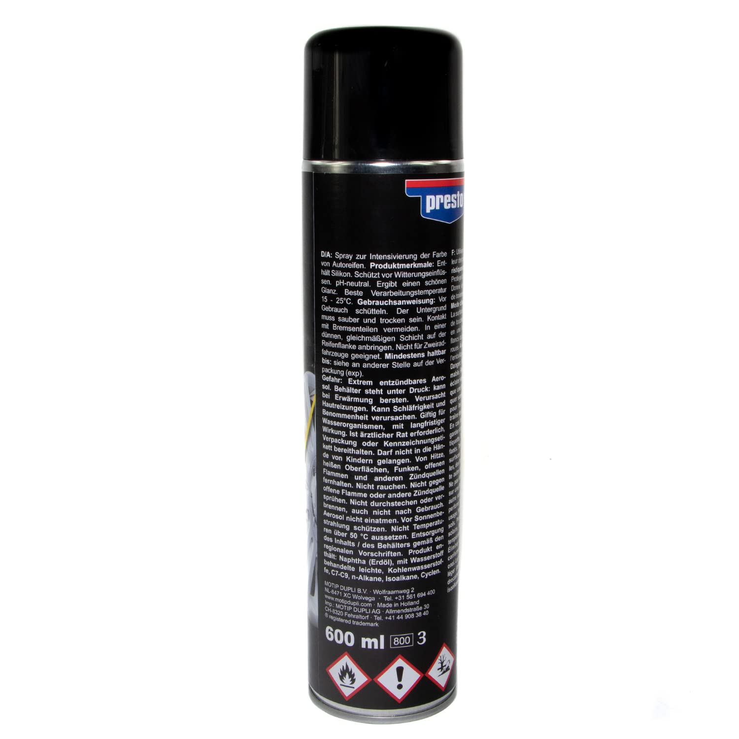 Reifenglanz Spray Reifenpflege Schutz Glanz Versiegelung Presto 383458 24 X 600 ml