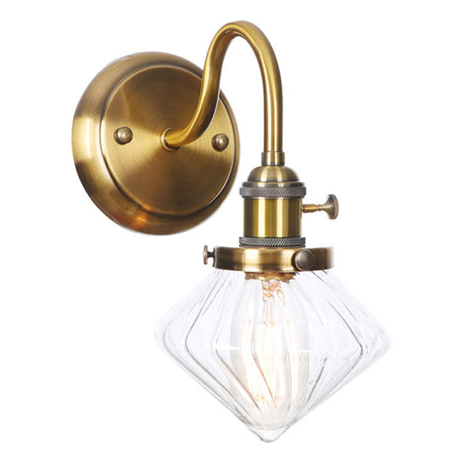 Kinkiety i kinkiety przemysłowe Vintage Kinkiet Lampa ścienna z nachylonym słupkiem Prosta lampa ścienna z owalną kopułą Biały szklany klosz mleczny Oświetlenie ścienne