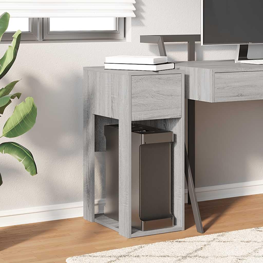 Computerschrank mit Schublade Grau Sonoma 30x44x74 cm, Büroorganisation Aufbewahrung, Holzwerkstoff Schreibtisch Beistelltisch für Heimbüro, Stauraum für Computergehäuse