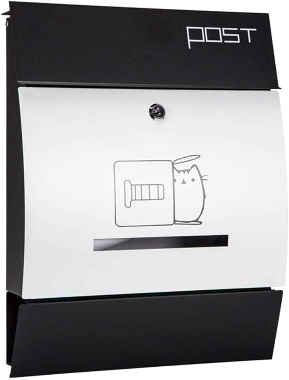 Wall-Mount Mailboxes Mailbox with Post Post-Mount Mailboxes Galvanized Steel Lockable Weatherproof Mailbox - White - 37X32X45.5cm