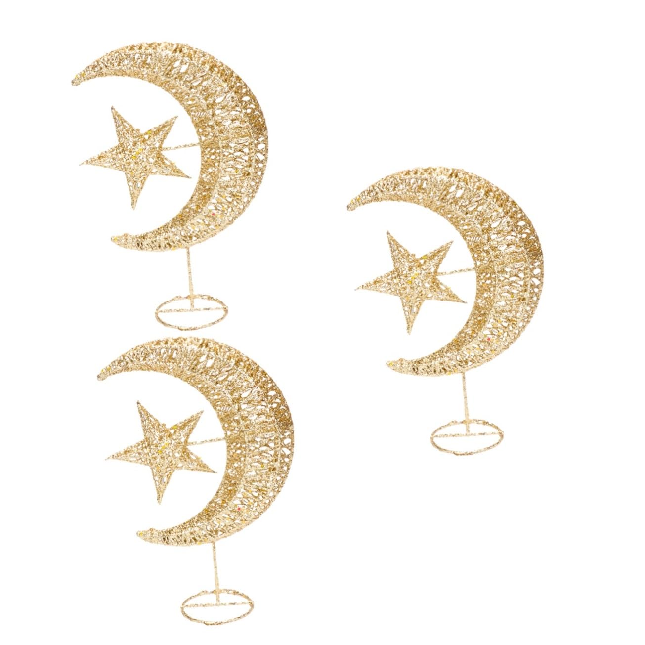 Amosfun 3stücke Glitzernde Weihnachtsbaumspitze Mit Mond Und Stern-Design Für Festliche Dekorationen Und Stimmungsvolle Beleuchtung Kombinierbar Mit -lichtern Nicht Enthalten