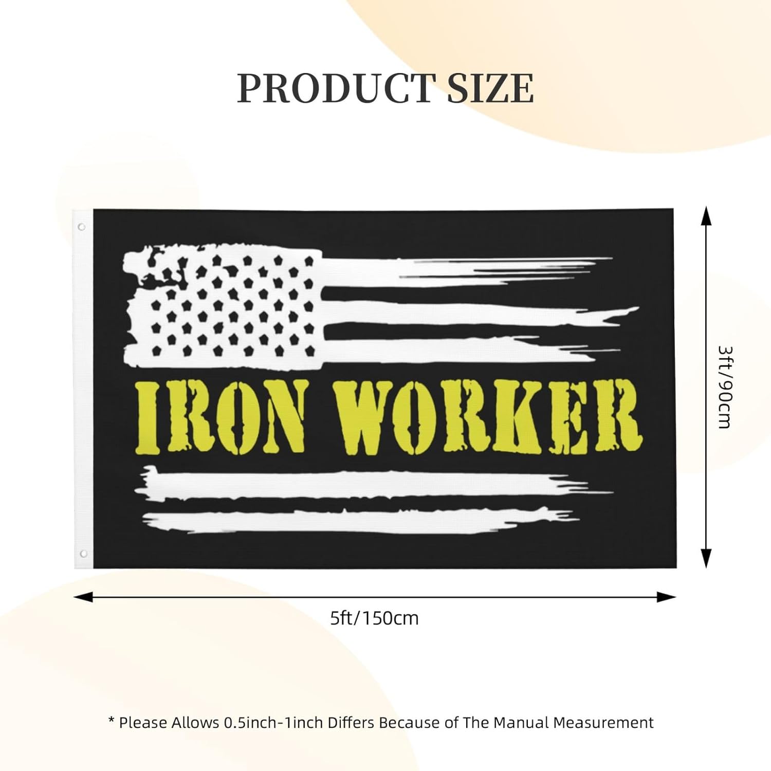 Ironworker American Flag 3x5 Double Sided Flag Fade Resistant Banner Polyester Flag with 2 Brass Grommets For Indoor Outdoor