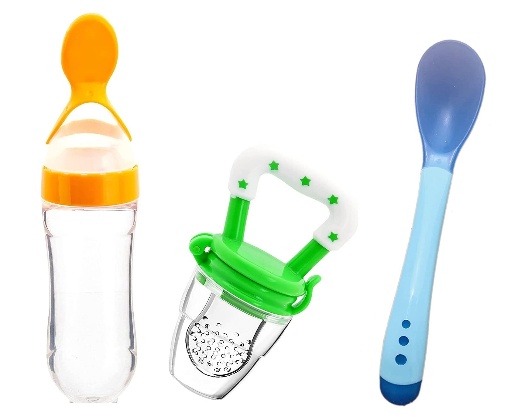 Manan Shopee Baby Feeding Set All in One 1- Baby Food Fruit Nibbler 1- Baby Food Feeder 1- Baby Heat Sensor Feeding Spoon (Multicolor4)-image-14