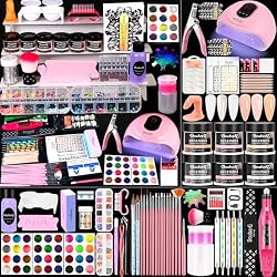 Acrylic Nail Kit With Drill And U V Light Full Nail Kit Set Professional Nail Starter Kit For Beginners Acrylic With Everything