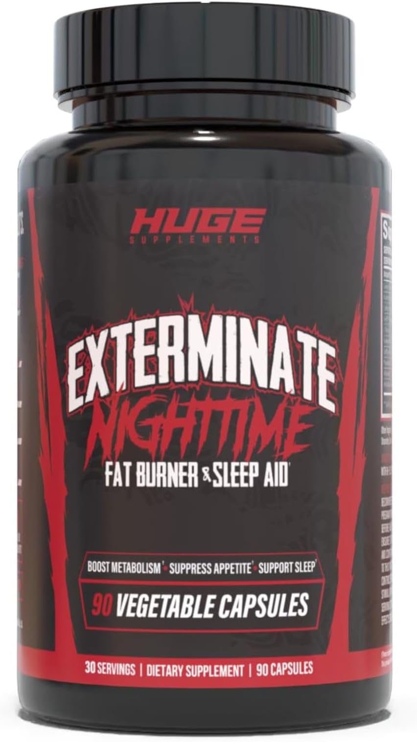 - Exterminate Night Time Fat Burner & Sleep Support - Boost Metabolism, Reduce Cravings & Burn More Calories - 10 Proven Ingredients Forskolin, 5-HTP, Saffron, Paradoxine & Melatonin (100% Stim Free)