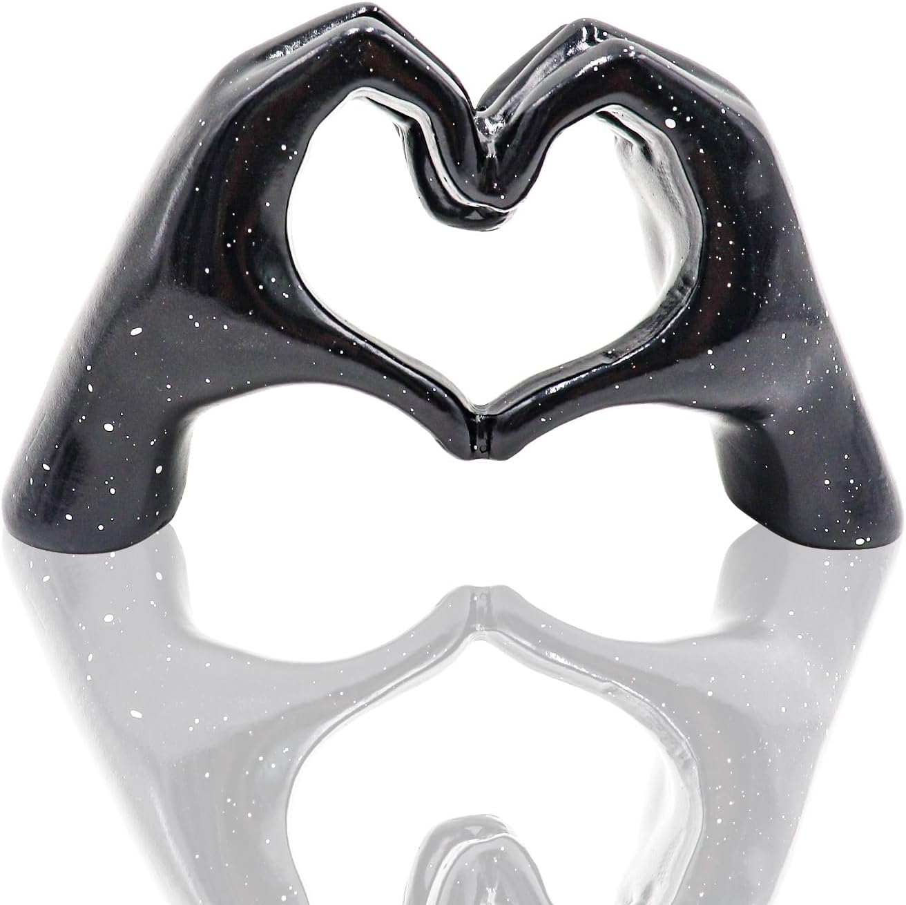 2 Pack Gold Heart Hands Sculpture Decor, Resin Golden Modern Abstract Love Finger Statue, Gold Hand Model Decoration for Home Living Room Bedroom Bookshelf Shelves Wedding Office Desk Table