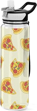 Pizza Pals Pattern 32 oz Water Bottle - Clear Tritan, BPA-Free, LeakProof with Carry Strap for Sports, Gym & Outdoor Activities