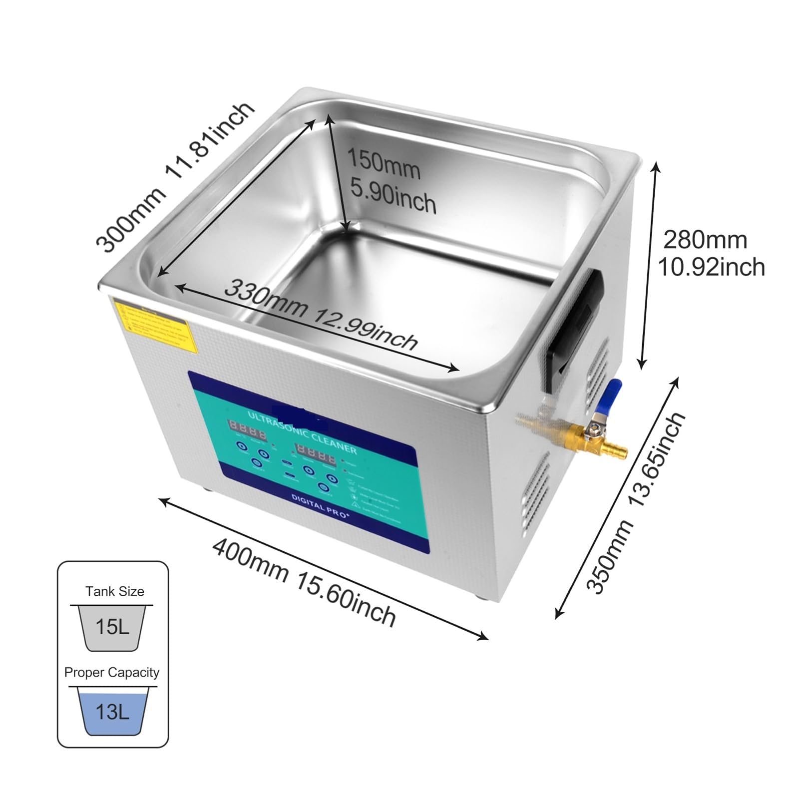 Czyścik ultradźwiękowy, Myjka Ultradźwiękowa 360W Z Czasem Cyfrowym, 15L Professional 40kHz Retainer Denture And Jewelry Cleaner AGD