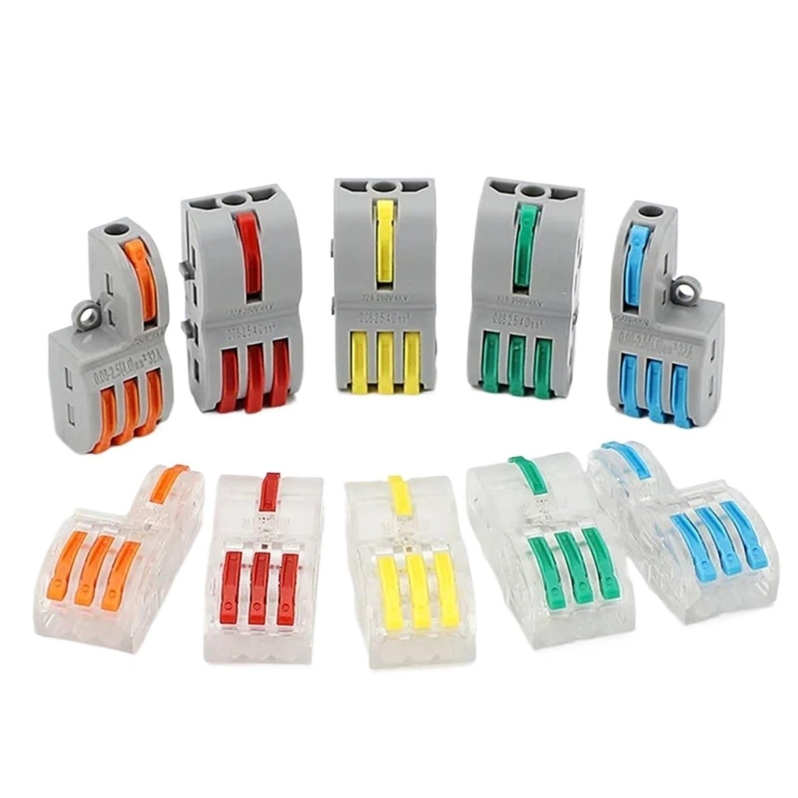 Conectores de cable de palanca de 10/100 piezas, conector de cable de empalme compacto, 2 3 5 vías(4-In 4-Out,50 PCS)