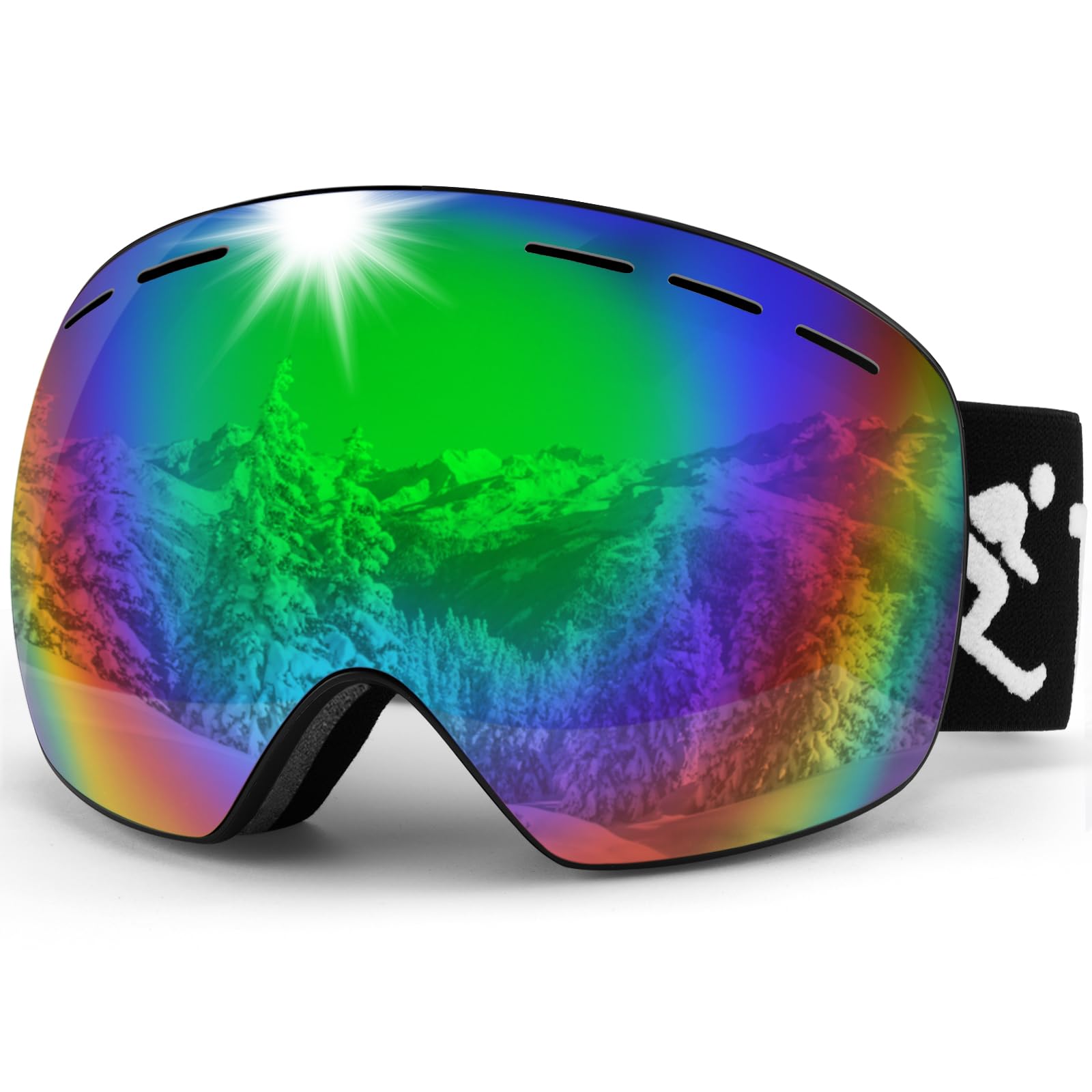 Trusiel Maschera Sci, Occhiali da Sci OTG, Anti Nebbia Anti-UV Maschera da Sci Donna Uomo, Occhiali da Sci Casco Compatibile per Sci Snowboard Sport Invernali