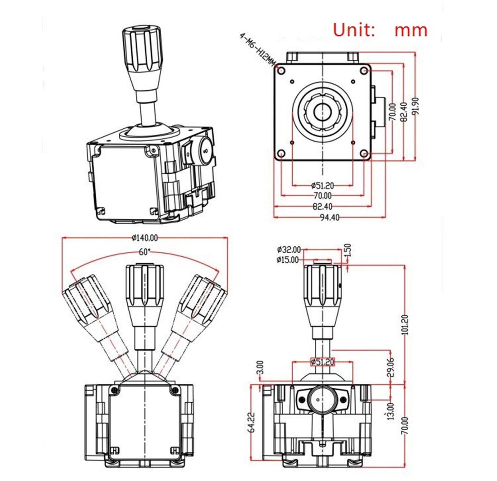 Manette Joystick, Levier De Commande Sans Pilote B D'amortissement SMC80, Tête Marine, Poignée Industrielle,pour le générateur d'images(DC 5V Output RS232)