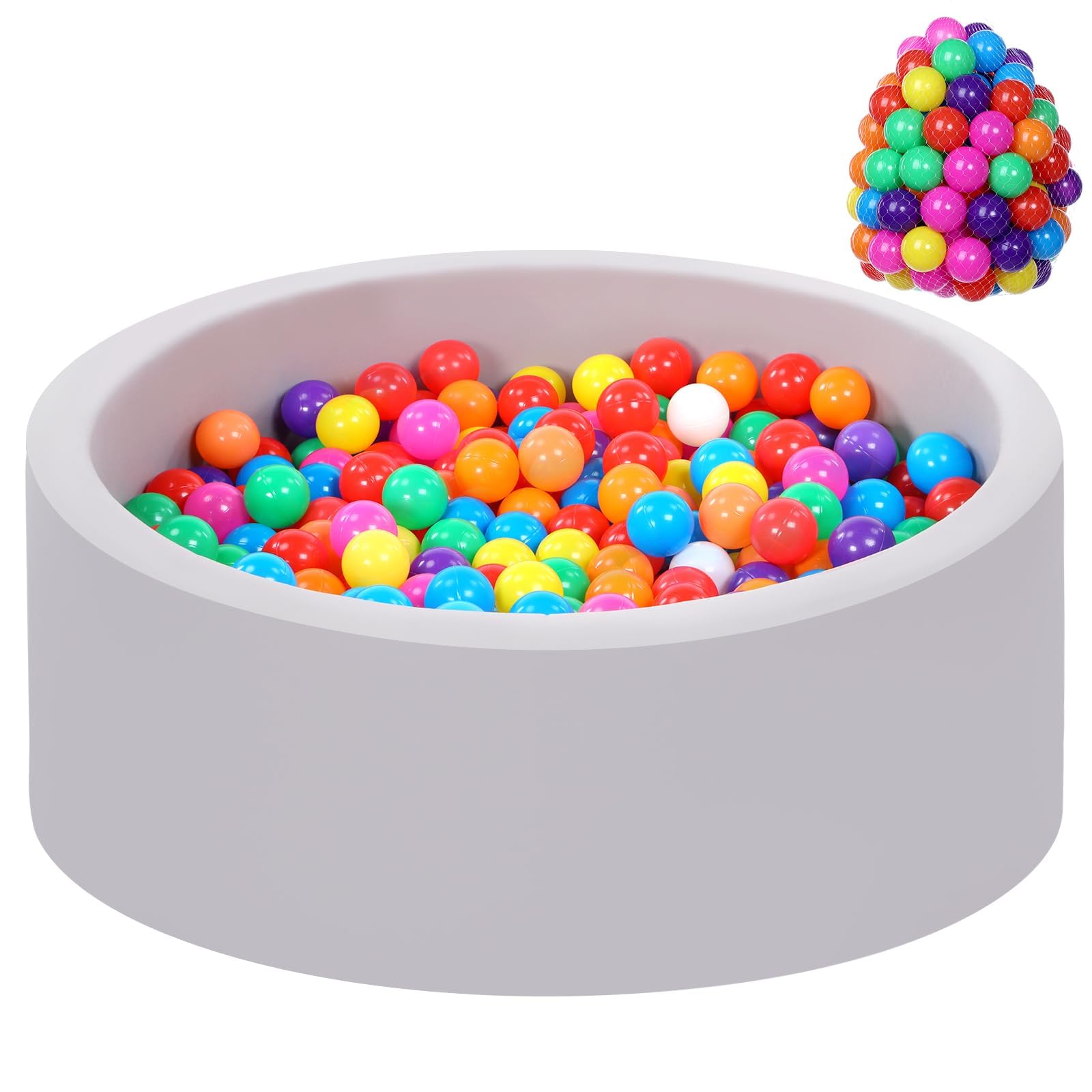 Piscina di palline per bambini con 100 palline tricolori, Palline per piscina di palline per bambini con palline di plastica incluse Piscina di palline rotonda morbida pieghevole grande