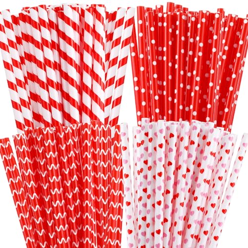 Pailles rouges de 22,9 cm pour table de Saint-Valentin et buffet - 2