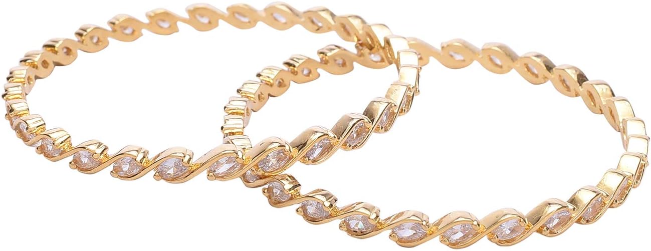 Ratnavali Jewels CZ Zirconia Sleek Designer Bracelet Bollywood Wedding Bangle Jewelry Women