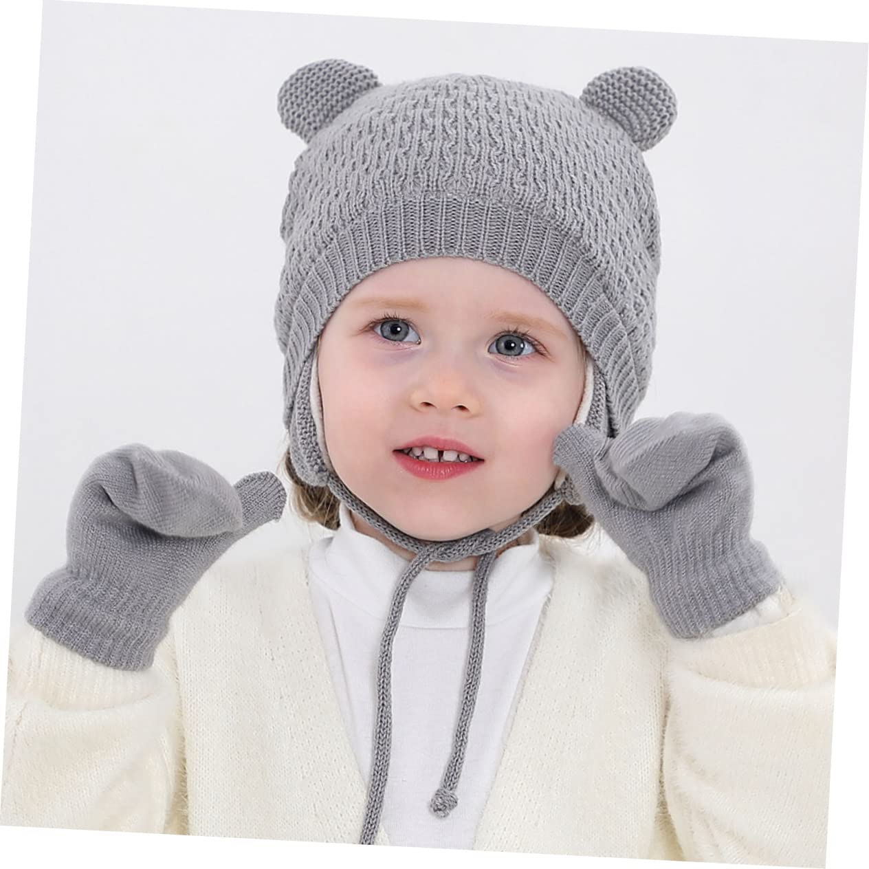 5 Ensembles Bonnet Pour Enfants De Neige Pour Enfants D'hiver Chapeau Enfant Capuchons Jugulaires Chapeaux Pour Tout-petits Garçons Hommes Laine Acrylique Grey