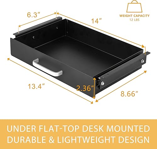 Miniatura 8 de Gome Cajón extraíble para debajo del escritorio, organizador de almacenamiento montado en la oficina, cajón para lápices fácil de deslizar para