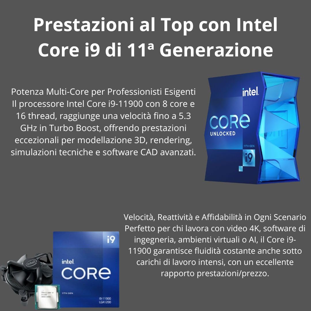 Workstation W5011 i9 11900, 32GB RAM, SSD 1TB, Wi-Fi, Win 11 Pro, Office 2024, RTX 4000 o Quadro P2200, grafica 4K, CAD, editing video(Ricon (Nero, Quadro P2200, 1000, GB, Windows 11 Pro, 32, GB)