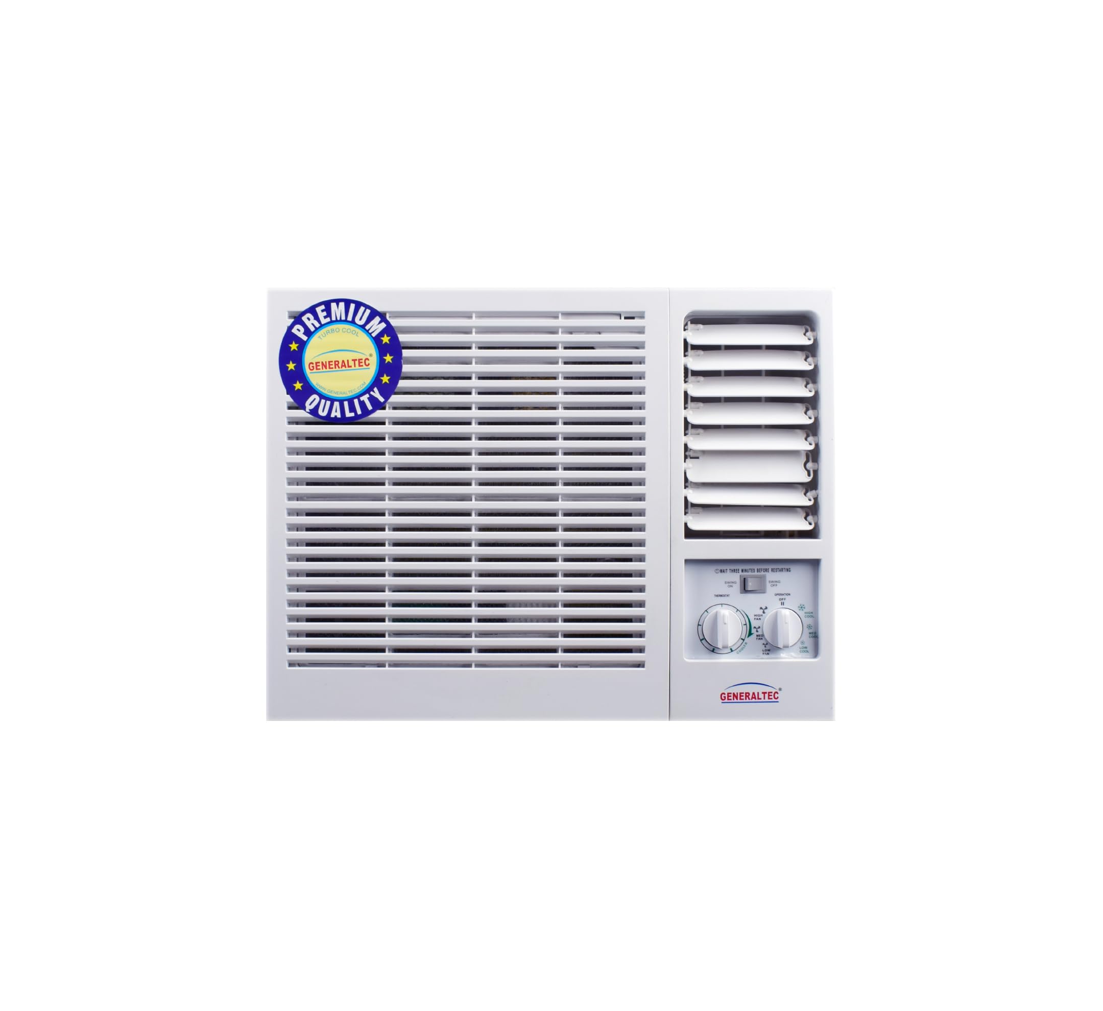 Generaltec 0.75 Ton Window Air Conditioner with Rotary T3 Compressor and R410a Refrigerant, Turbo Cooling, Low Noise, Golden Fin | Model-GWAC9T4