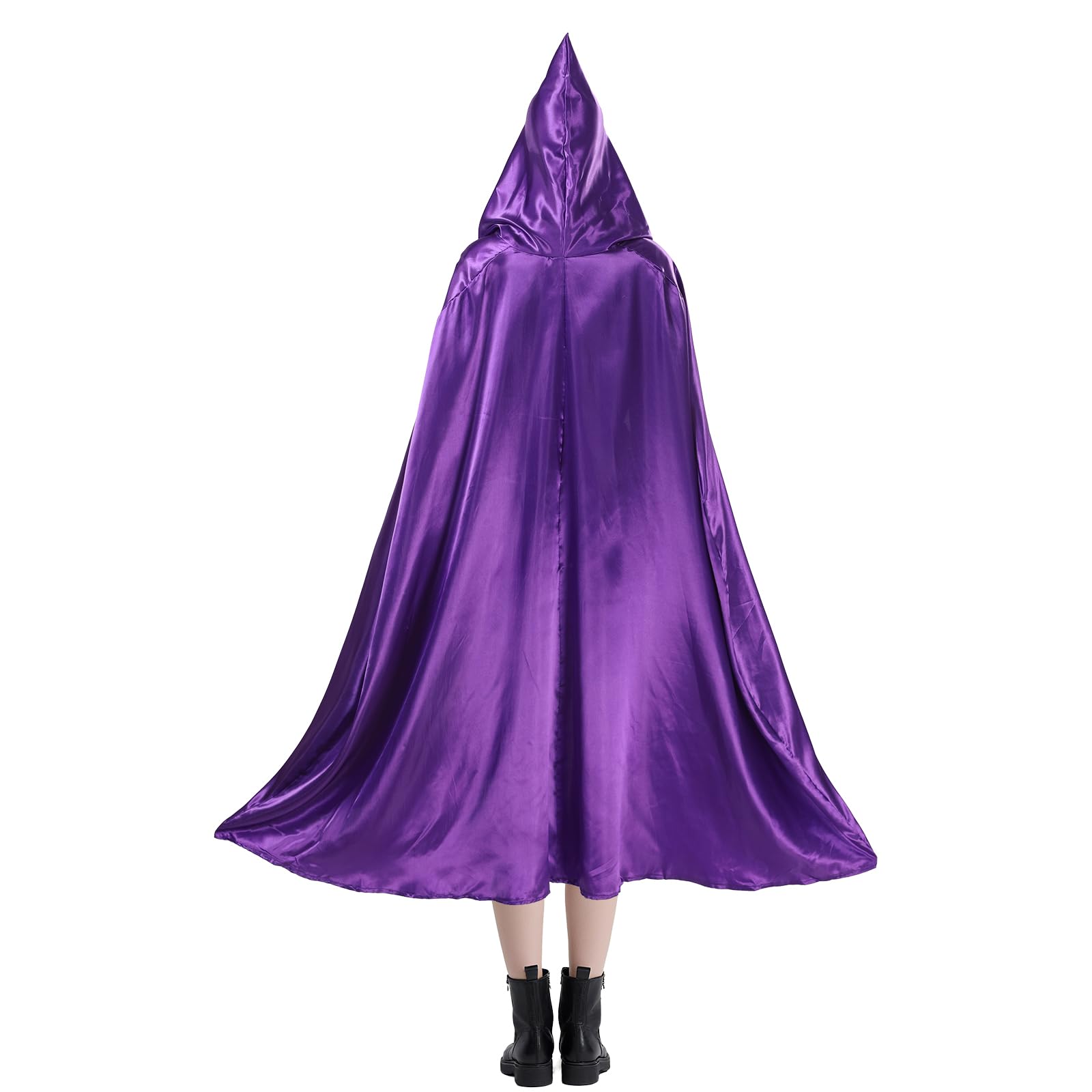 Batbblxn Purple Superhero Raven Costume Women Set Hooded Cape Cloak Bodysuit Gem Belt & Wig Gothic Halloween Fancy Dress for Women Cosplay Party (Medium) - Image 4