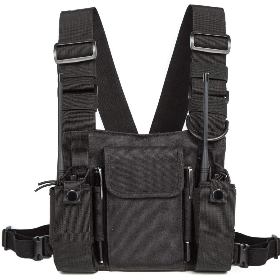 Portofoon harnas borst draagtas universeel heavy duty met reflectie strepen - REFLECTIE STREPEN