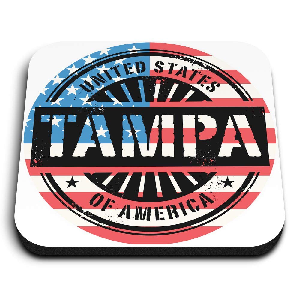 1 x Square MDF Fridge Magnet - Tampa Bay Florida USA American Flag 6073