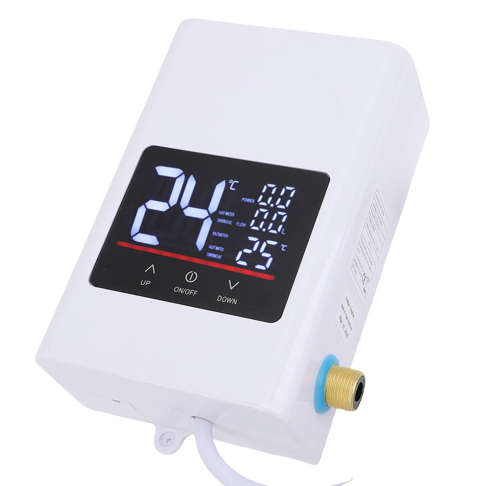 Scaldabagno Elettrico Istantaneo, Riscaldatore D Acqua Senza | Ingresso in Acciaio Inox e Ottone, Montaggio a Parete, 4,5 KW, per Casa