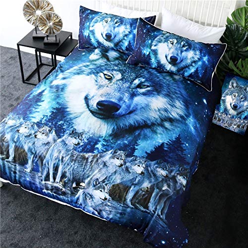Housse de couette loup 228x228 cm avec 2 taies d'oreiller pour lit enfant - 3