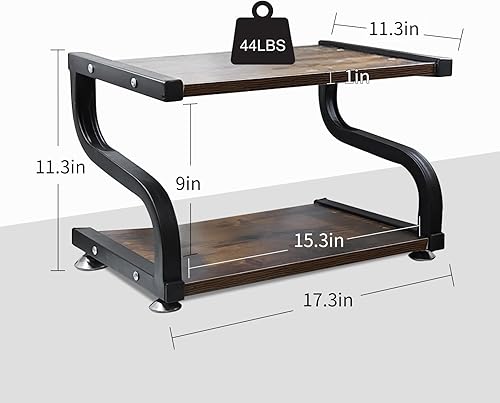 Miniatura 4 de URLINE Soporte para impresora con almacenamiento de 2 niveles, estante de escritorio para impresora, organizador de mesa, antideslizante,