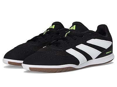 adidas Kids Club Predator Indoor Cleats (Little Kid/Big Kid) Kids Shoes Black/White/Lucid Lemon : 13 Little Kid M, Textile