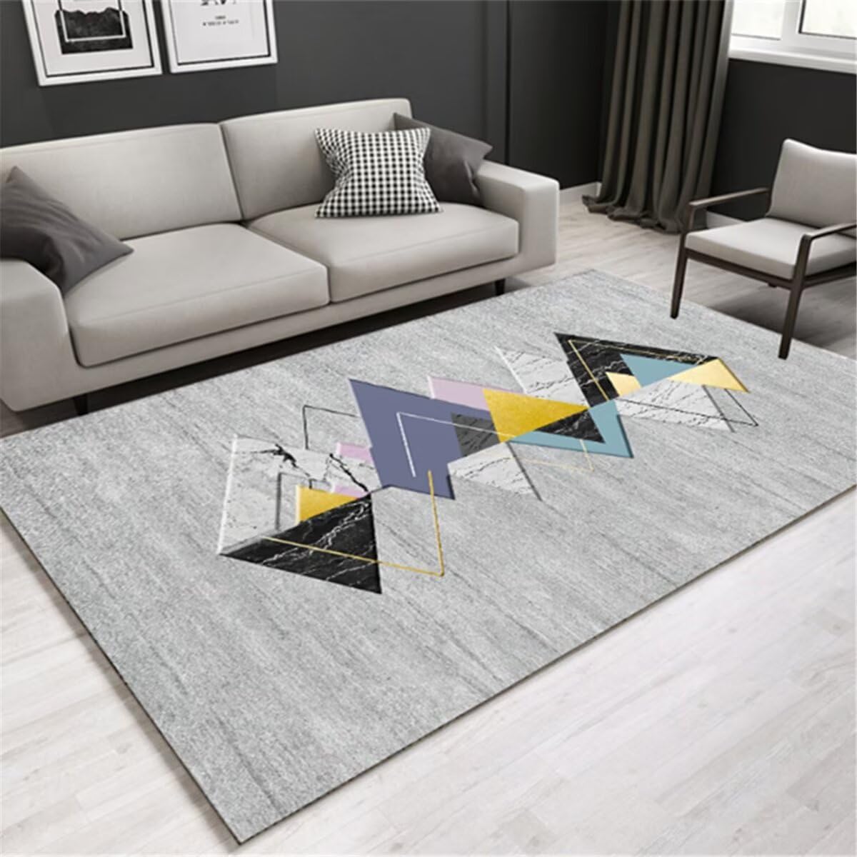 Tapis de salon moderne géométrique et personnalisable style design