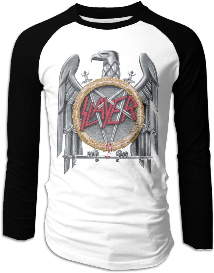 Mens Slayer Silver Eagle Printed Long Sleeve Raglan Shirt