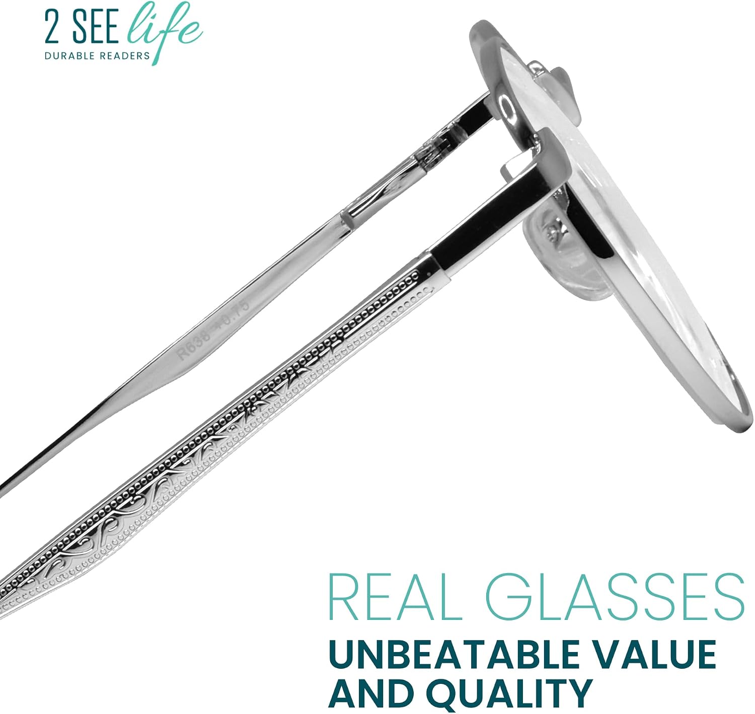 2SeeLife Round Metal Wire Rimmed Reading Glasses for Men & Women – Medium–Wide Fit, Durable, Spring Hinges, Premium Readers, Silver, +0.50