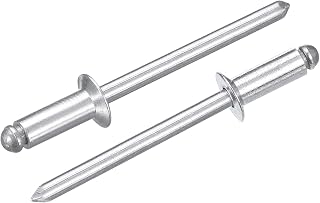 uxcell 100Pcs 3/16"x1/2" Aluminum Countersunk Blind Rivet, Open-End Type Blind Rivets for DIY, Sheet Metal, Automotive Repairs, Furniture, Boat, and Duct Work (Silver)