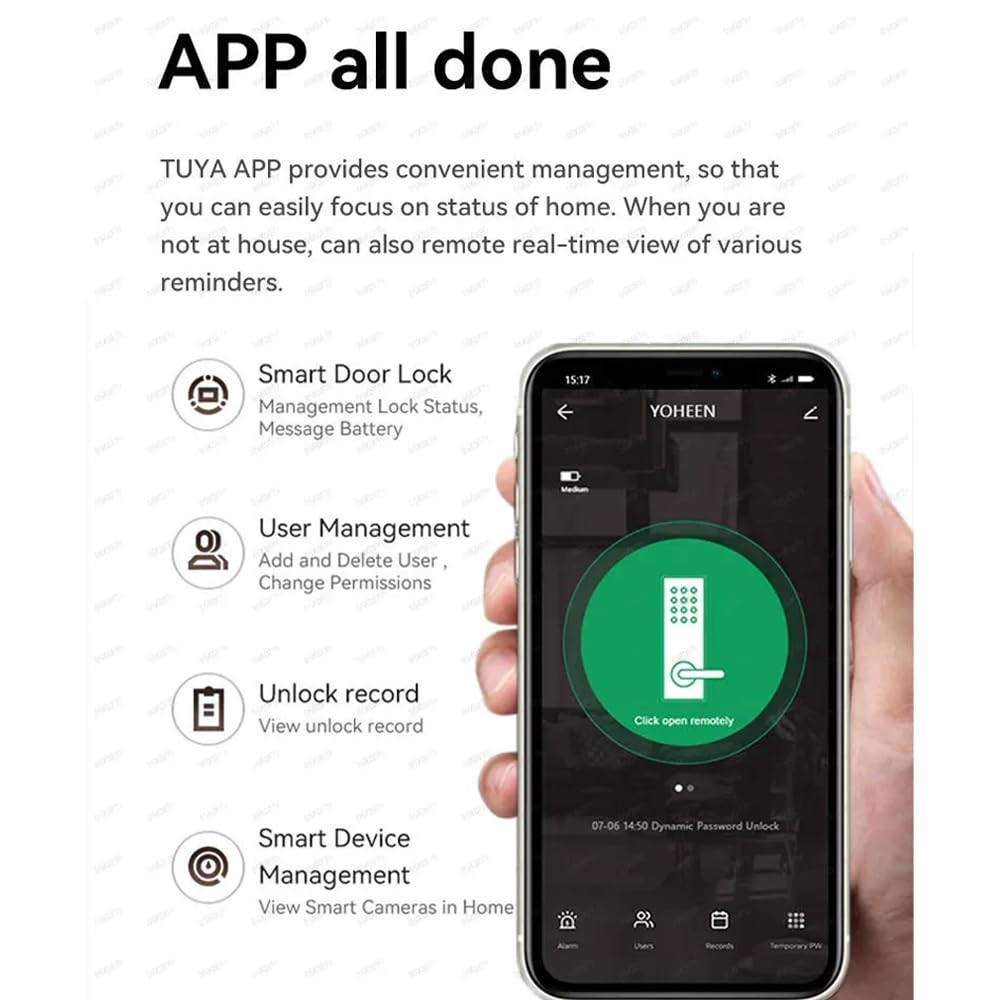 Smart Door knob, Elektronisches Türschloss, Fingerabdruck-Türknopf mit App-Steuerung, Biometrisches Türschloss, für Schlafzimmer、Wohnungen、Büros、Hotels