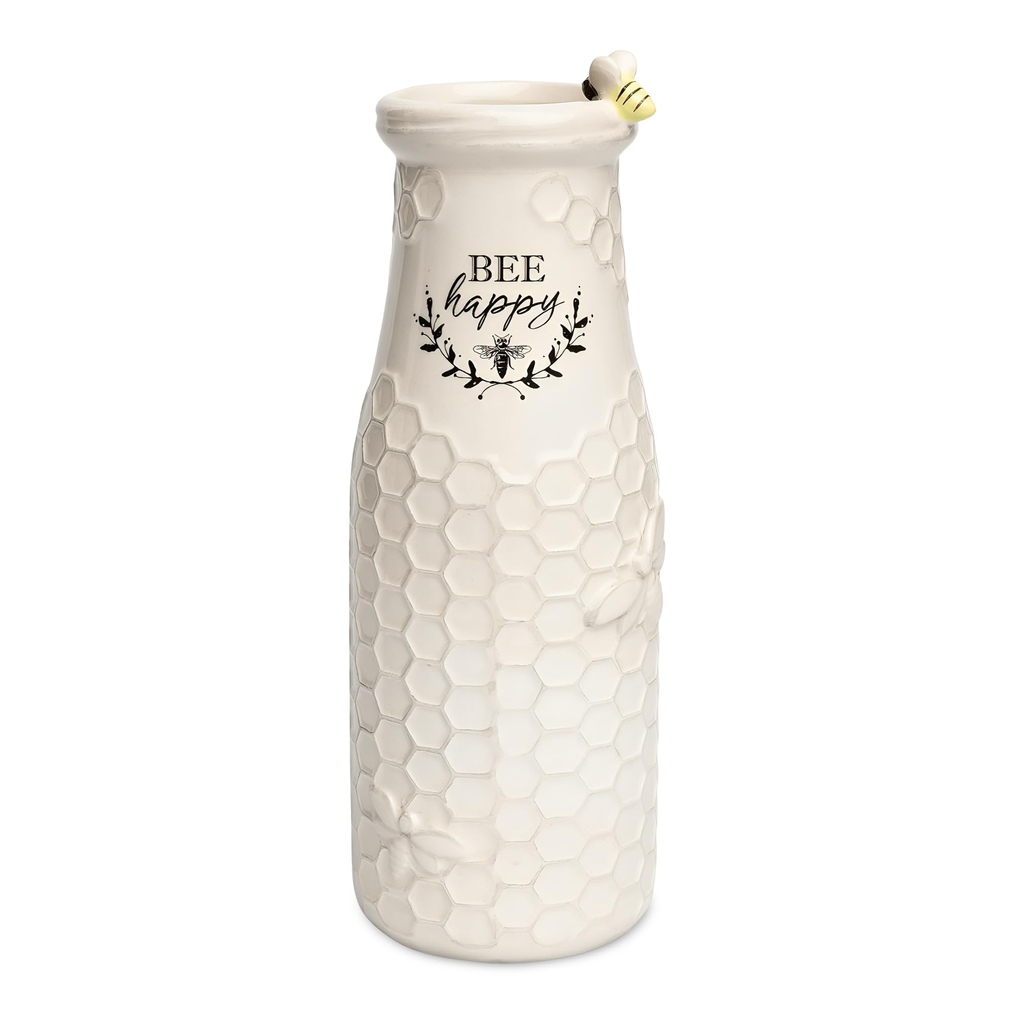 Sponsored Ad - Young's Inc. Ceramic Flower Vase (Bee Happy) - White Ceramic Vase - Honeycomb Decor - 3" L x 3" W x 8" H Contains one Flower vase