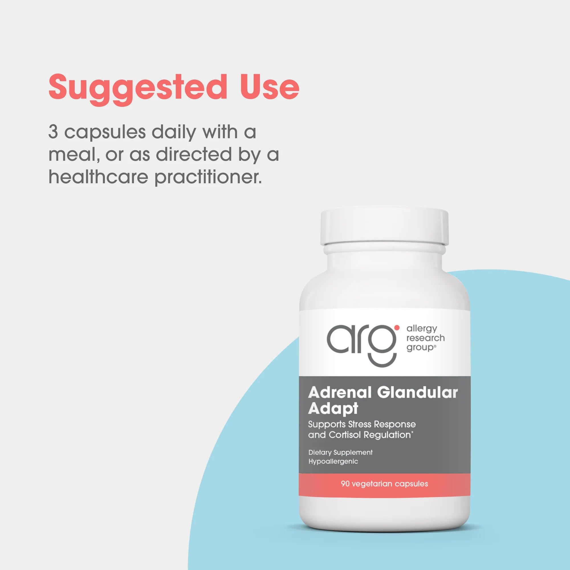 Allergy Research Group - Adrenal Glandular Adapt - Supports Healthy Stress Response and Cortisol Regulation - Hypoallergenic - 90 Vegetarian Capsules — Amazon image 3