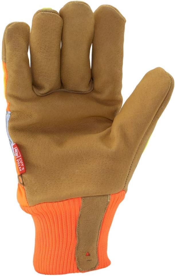 Ironclad Insulated Leather Cut A6; Winter Work Gloves, TPR Impact Protection, Machine Washable, High-Visibilty, (1 Pair), IEX-HVIP5-04-L - Image 2