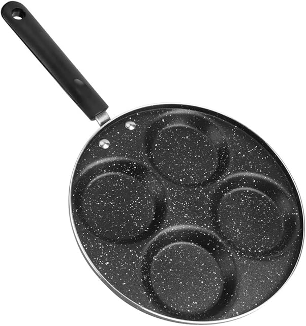 Non-Stick Frying Pan with 4 Hole, Egg Cooker Pan Aluminium Breakfast Frying Pans Omelet Pan Burger Steak Pan Multipurpose Pancake Pan with Handle, Gas/Induction Cooker/Electric Ceramic Stove Safe