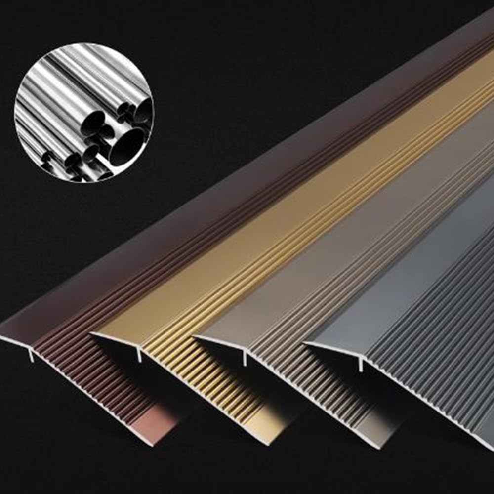 Bande de transition au sol 35,4"× 4" for porte, réducteur de seuil en aluminium, rampe de seuil antidérapante - rampe for fauteuil roulant(Titanium)