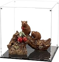 Vista 9 de Caja de exhibición de acrílico transparente de montaje simple con base negra, soporte elevador para figuras y accesorios de juguetes removibles