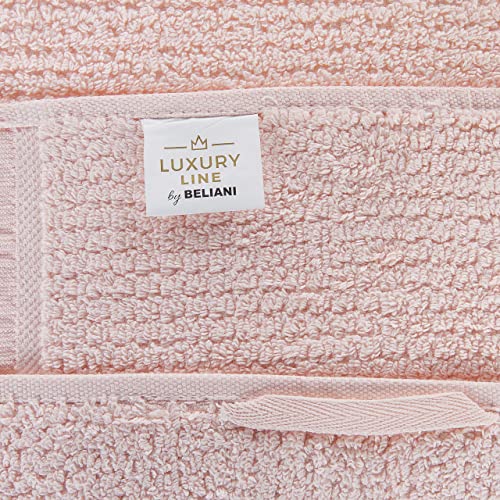 Luxus Handtuch Set mit Badematte Baumwolle rosa 9-teilig Fransen Modern Atiu – Bild 5