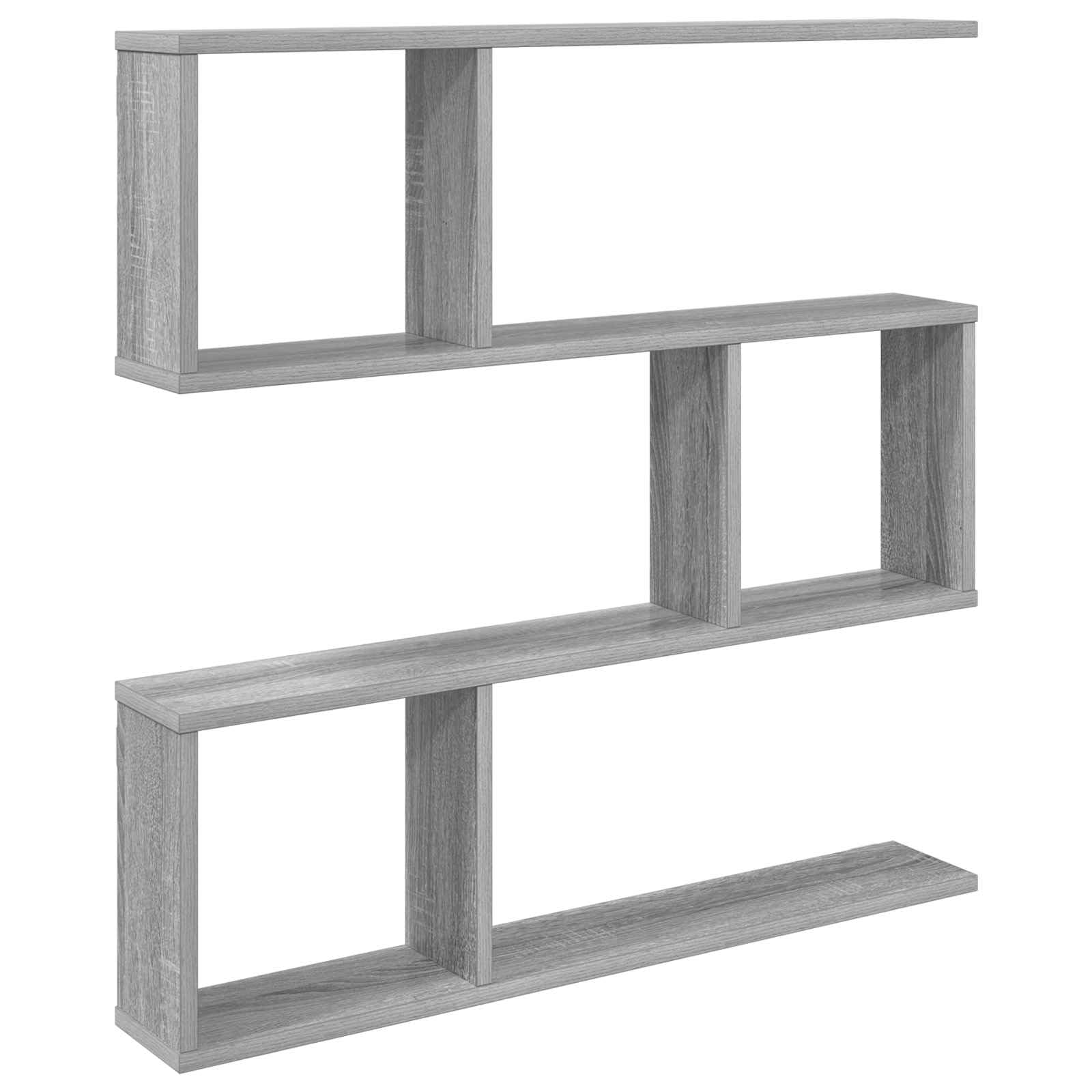 Étagère murale en bois gris sonoma 80 x 12 x 79,5 cm avec 6 compartiments - Étagère murale peu encombrante pour salon, chambre à coucher, bureau, étagère suspendue polyvalente pour ranger des