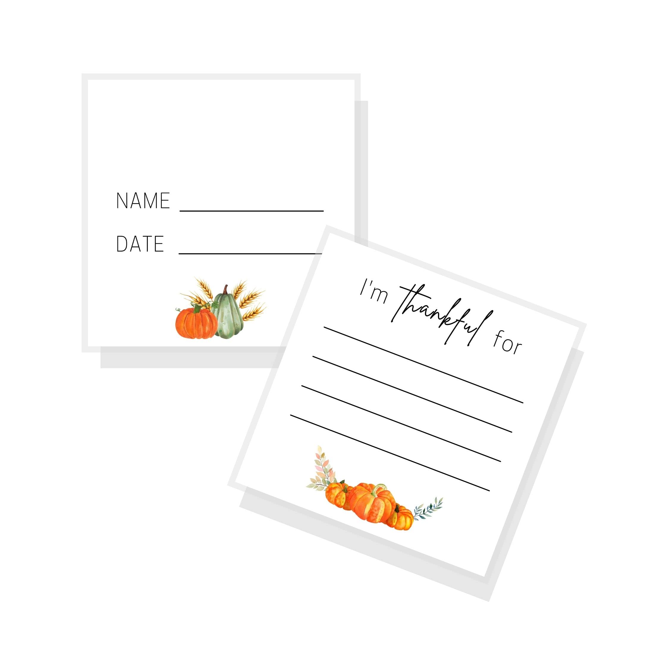 Thanksgiving Thankful Cards | 30 Pack | 2.5x2.5 inches Square Card | Thanksgiving Supplies | Fall Pumpkin Design