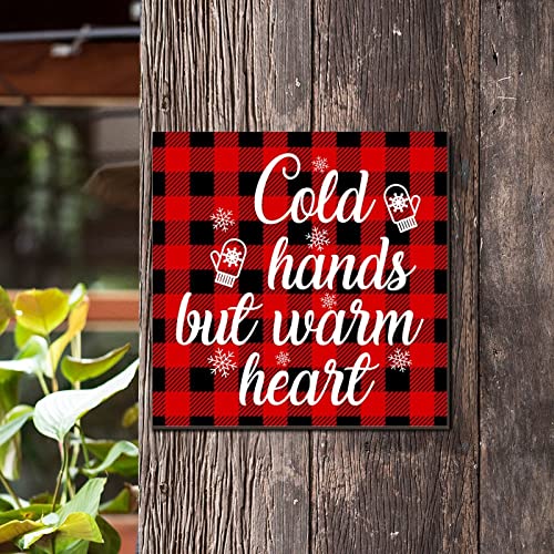 Plaque murale en bois rétro décorative Cold Hands 35x35 cm - 3