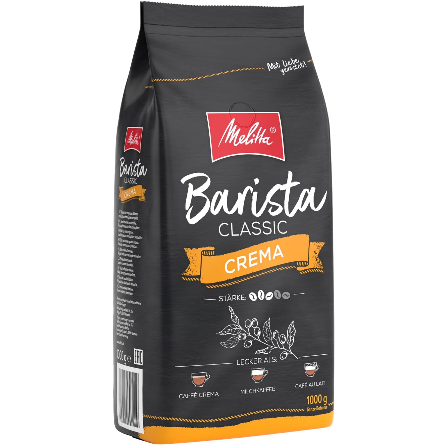 3 x Melitta Barista Classic Crema Ganze Kaffeebohnen je 1kg mittlere Röstung