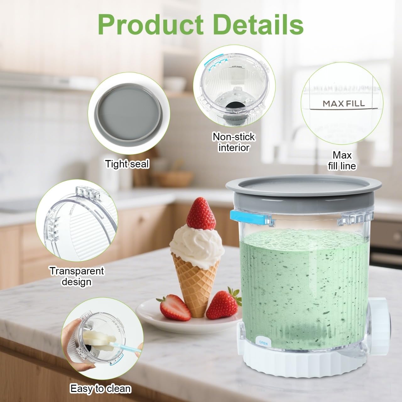 4 Stück Pint Behälter für Ninja CREAMi Scoop & Swirl Eismaschine | Swirl Pints und Deckel kompatibel mit Ninja NC700 NC701EU NC701EUSTGD Serie, BPA-frei & Spülmaschinenfest (farbige Deckel)