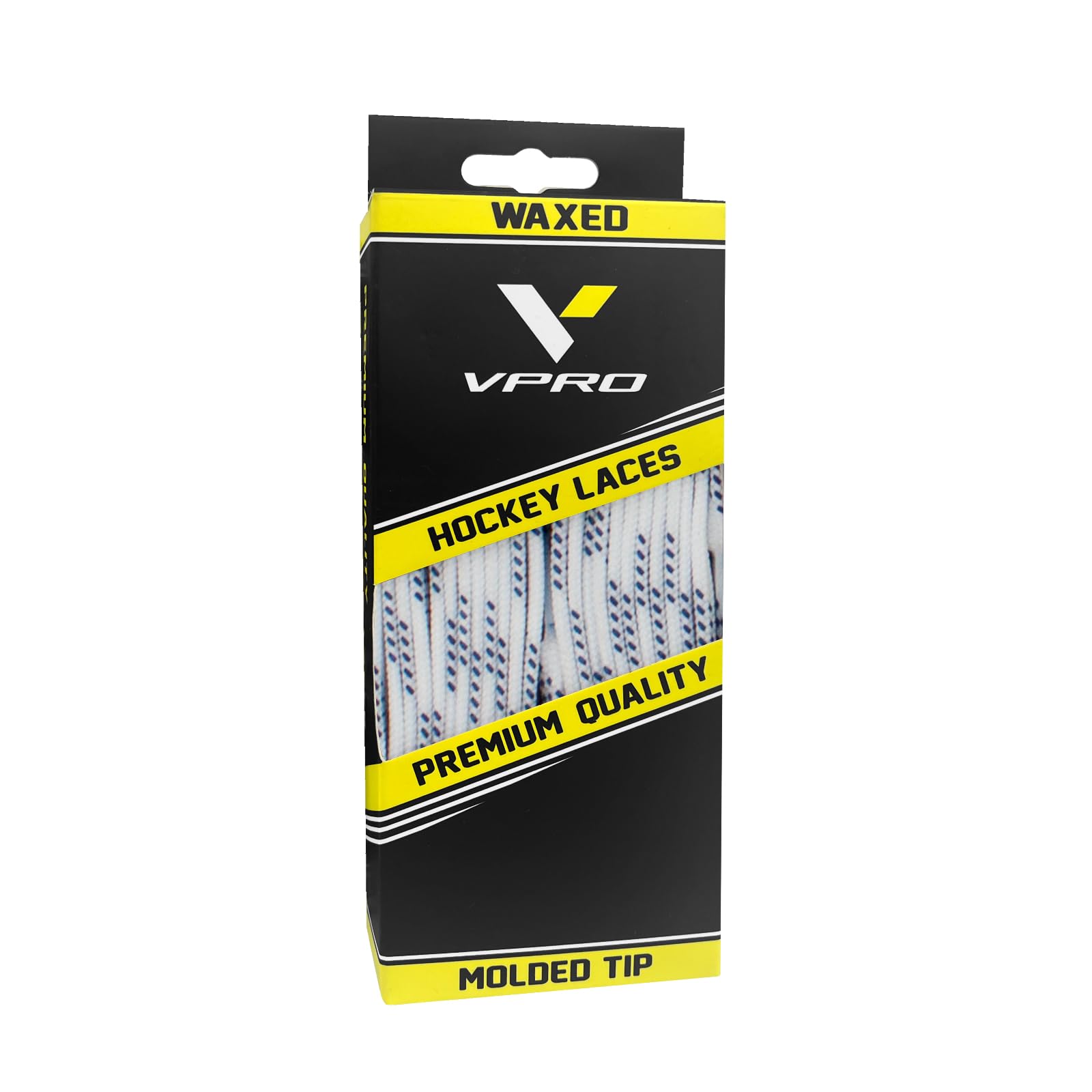 VPRO Waxed Hockey Skate Laces - Premium Quality with Molded Tip, Not Easy to Loosen (White, 130'')