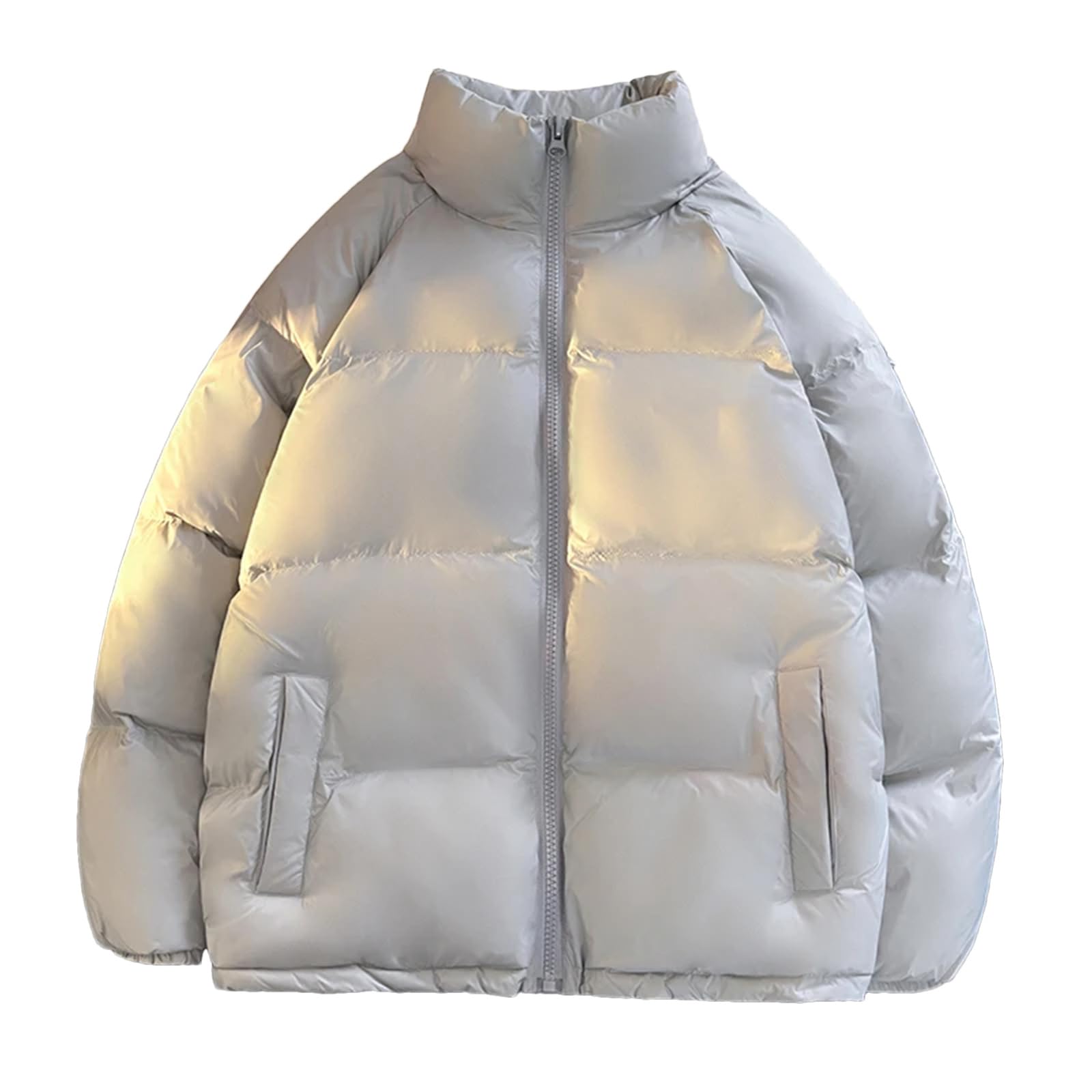 Dcvmvmn Mens Winter Stand Collar Long Sleeve Down Jackets Casual Thick Warm Short Puffer Coats