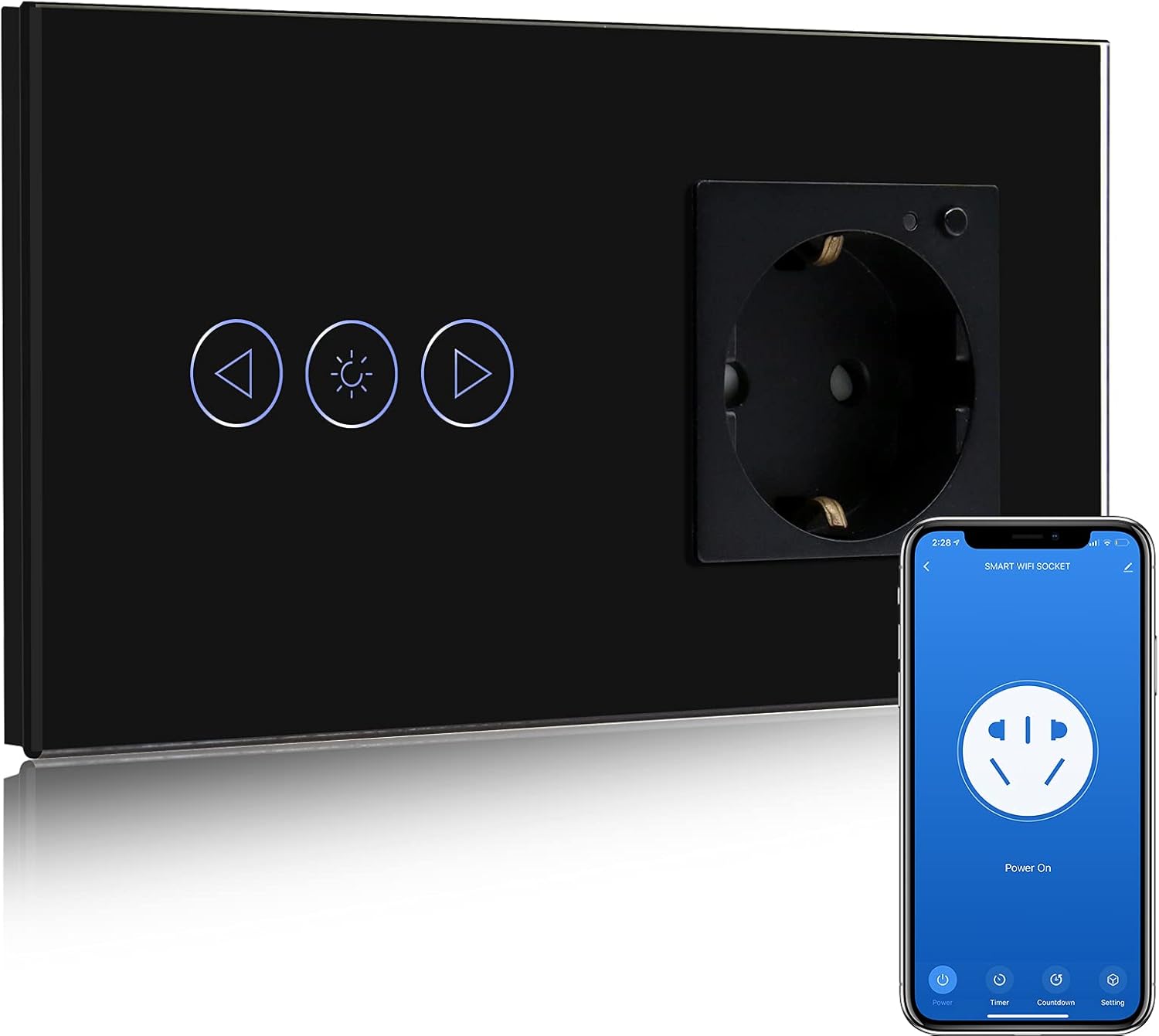 BSEED Smart Alexa Dimmer Lichtschalter,WIFI Lichtschalter mit Steckdose