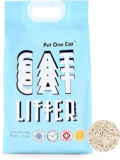 Tofu Cat Litter Natural Cat Litter Pellets Fast Clumping Cat Litter Unscented, Dust Free, Flushable, Compostable, Low Tracking, Lightweight Litter, 5.5LB, Easy to PetOneCat